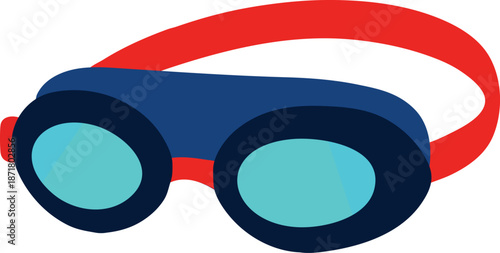 Swimming goggles with red strap