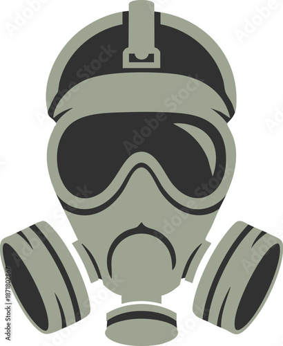 Helmet with gas mask illustration