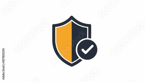 Shield Icon with Check Mark Symbol for Security and Protection.