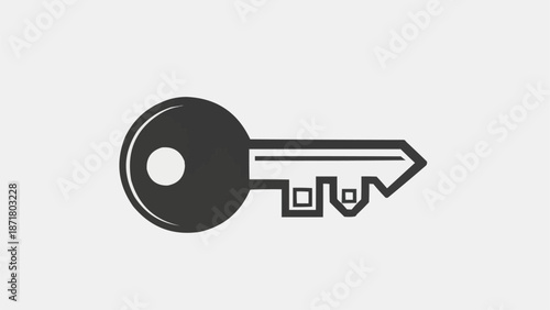 Simple Modern Key Icon Isolated on White Background.