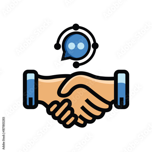 Illustrative Clip Art of Diverse Hands Shaking in Cooperation, Partnership, and Teamwork, Symbolizing Trust and a Successful Deal, Featuring Vibrant Colours