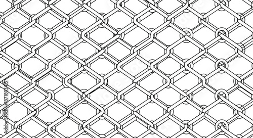 Close up industrial chain link fence pattern with metallic silver wires for security and boundary concept