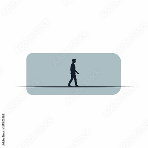 Faithful man's silhouette walking on a straight path for spiritual purification during Ramadan fast