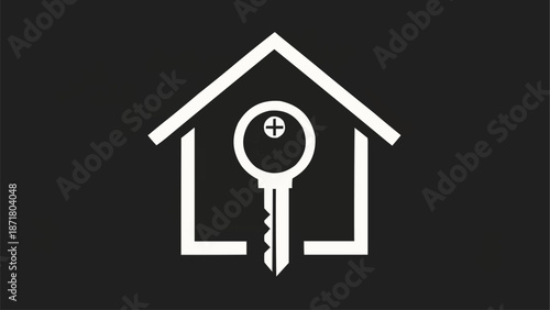 House outline with key inside symbol.