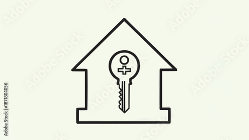House outline with key inside symbol.