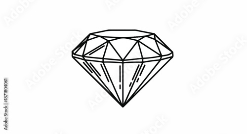 Minimalist black line art diamond icon isolated on white background for jewelry logo or gemstone symbol
