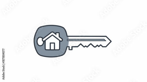 Key with house symbol for real estate concept.