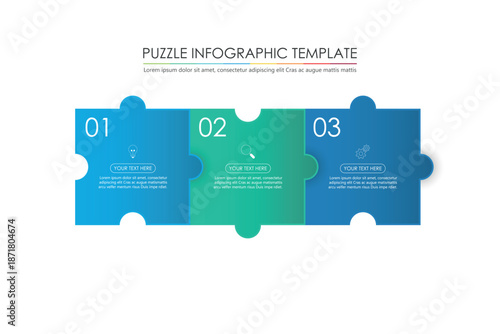 puzzle infographic design with 4 step, graph to describe the steps