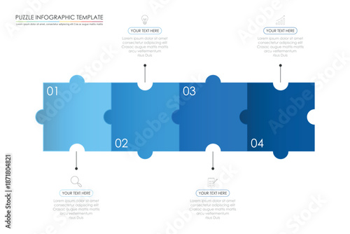 puzzle infographic design with 4 step, graph to describe the steps