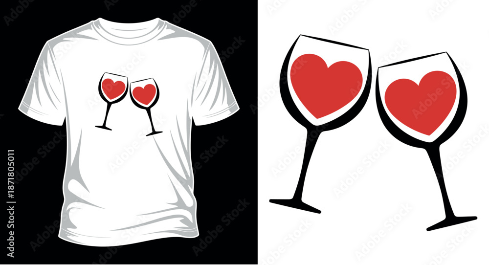 Fototapeta premium Valentine day graphic vector art T-shirt design print templet