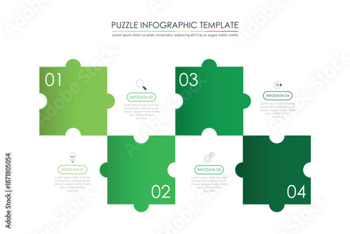 puzzle infographic design with 4 step, graph to describe the steps