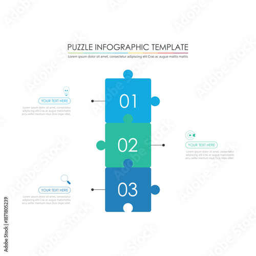 puzzle infographic design with 4 step, graph to describe the steps