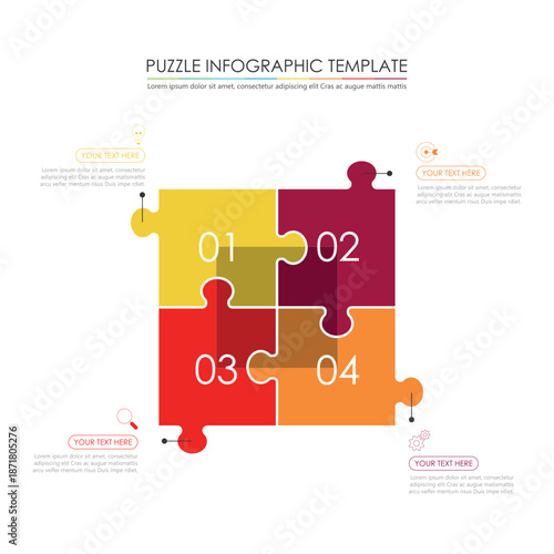 puzzle infographic design with 4 step, graph to describe the steps