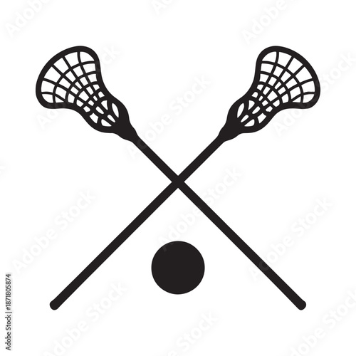 Two crossed lacrosse sticks and a ball a simple sports illustration