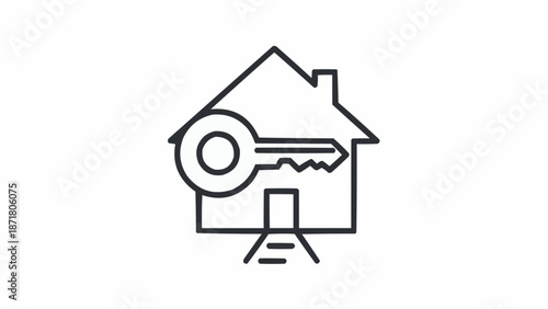 House Icon with Key Symbolizing Home Ownership.