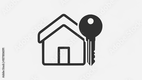 House Icon with Key Symbolizing Home Ownership.