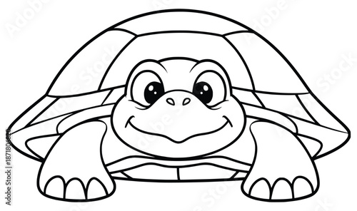 Animated Cheerful Turtle: This delightful illustration of a cheerful turtle smiling at viewer, featuring an enchanting cartoon style that is perfect for any project.