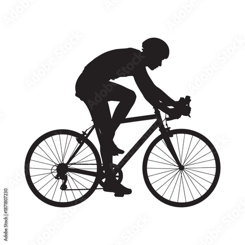 Silhouette of a cyclist riding a road bike in a dynamic pose