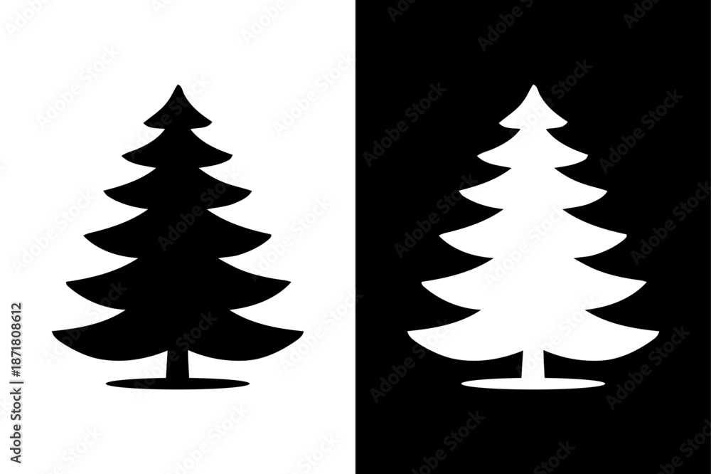 Obraz premium Classic Pine Tree Silhouette Collection Black Conifer Trees Nature Vector Design