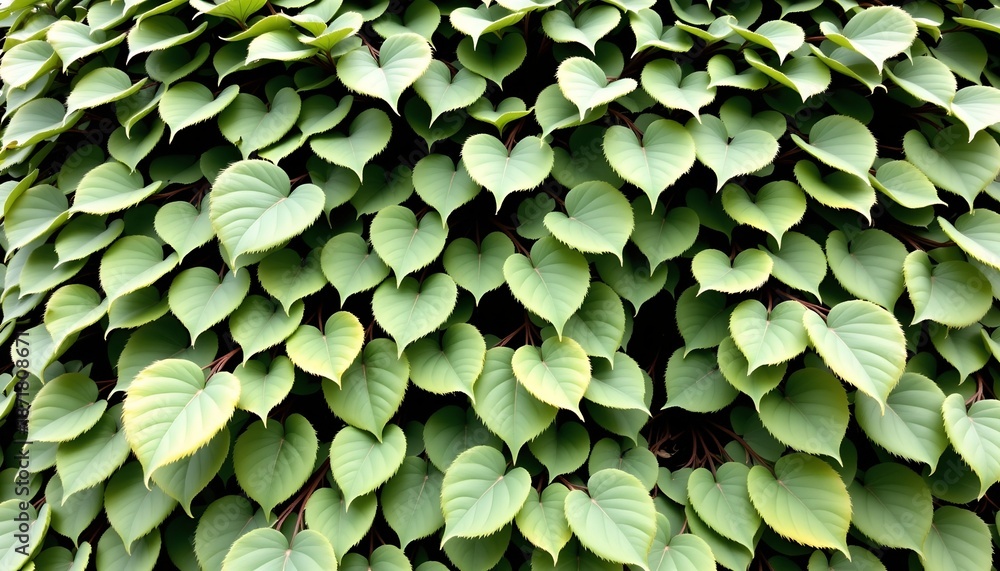 Obraz premium Lush Tropical Foliage Wall with Vibrant Green Leaves