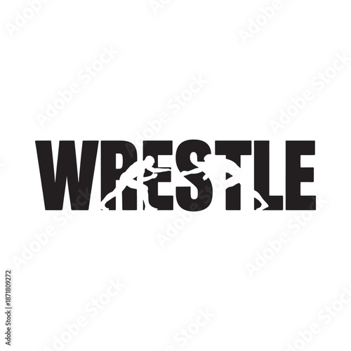 Bold black lettering spells out the word wrestle in a striking visual design