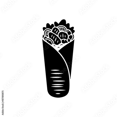 Black and white swirled vase with floral design