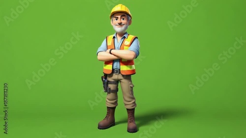 Friendly construction worker in safety gear standing confidently