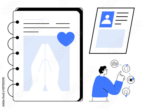 Human interaction concept. Human interaction bridges communication gaps, empowering connections. Human interaction ed in digital files, personal profiles, and accessibility icons. For UX design