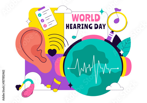 World Hearing Day Vector Illustration On March 3rd Promoting Deafness Prevention Awareness And Ear Health Treatment In Flat Background