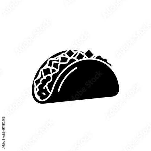 Black taco with white design