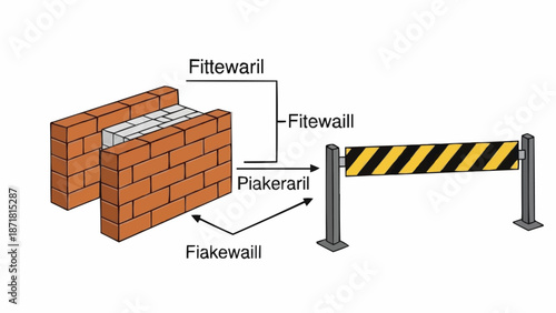 Construction barrier and brick wall illustration.