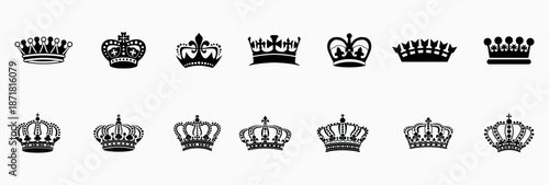 Crown icon set. Royal crown symbol collection. line crown icon. vector illustration
