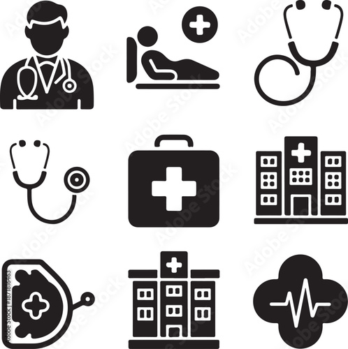 Medical icons and symbols for health care and hospital use