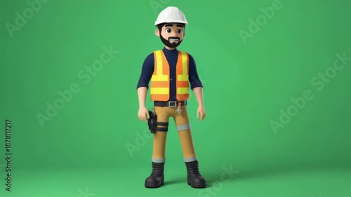 Friendly construction worker in safety gear standing confidently