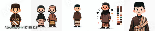 Muslim Man in Islamic Clothing Flat Illustration