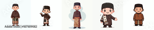 Muslim Man in Islamic Clothing Flat Illustration