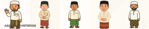Muslim Man in Islamic Clothing Flat Illustration