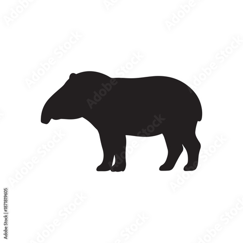 Tapir silhouette vector flat illustration design on white background