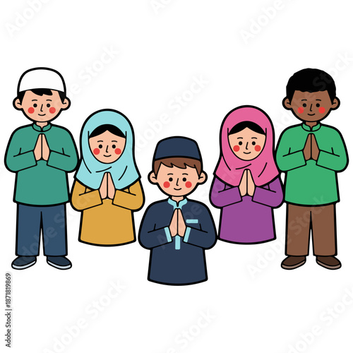 Muslim Children Greeting Group