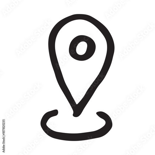 Hand drawn map pin Map marker pointer sign GPS and mapping tools Location pin symbol Pinpoint clipart in doodle style Single element for web, design
