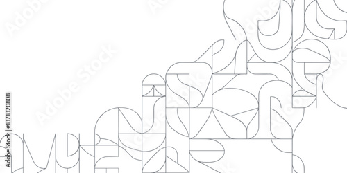 Abstract geometric pattern with overlapping white shapes on a white background