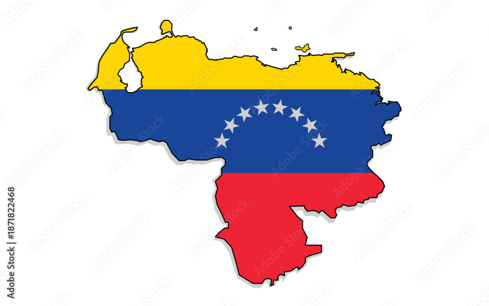 Fototapeta premium Venezuela Map With National Flag Vector