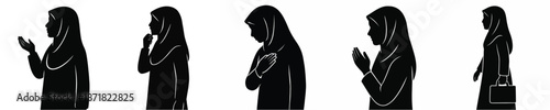 Muslimah Silhouette Prayer Illustration