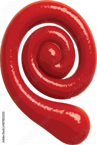 Swirl of Red Ketchup or Sauce on White Background spiral