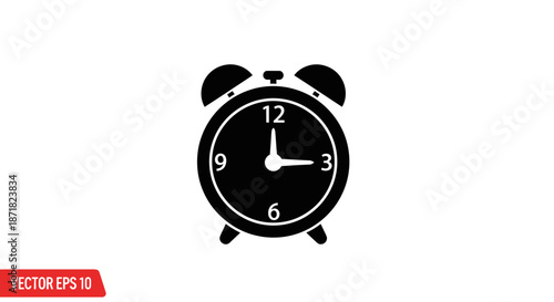 Black Analog Alarm Clock Face.