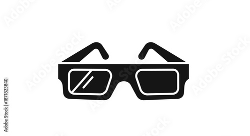 Black 3D glasses with white outline.