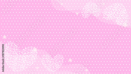 White Polka Dot Pattern On Soft Pink Background Decorated With Love Heart Pattern Ornaments