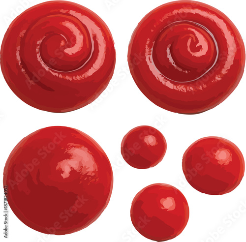 Swirls and Drops of Red Ketchup tomato sauce