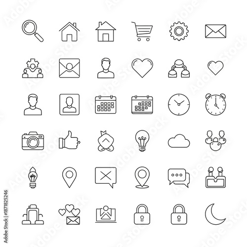 Modern line icon set perfectly suited for UI design, app development, and creative projects needing a clean, minimalist aesthetic with business appeal