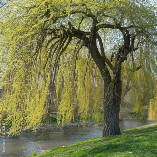 Golden yellow needles especially prominent in spring Weeping hab